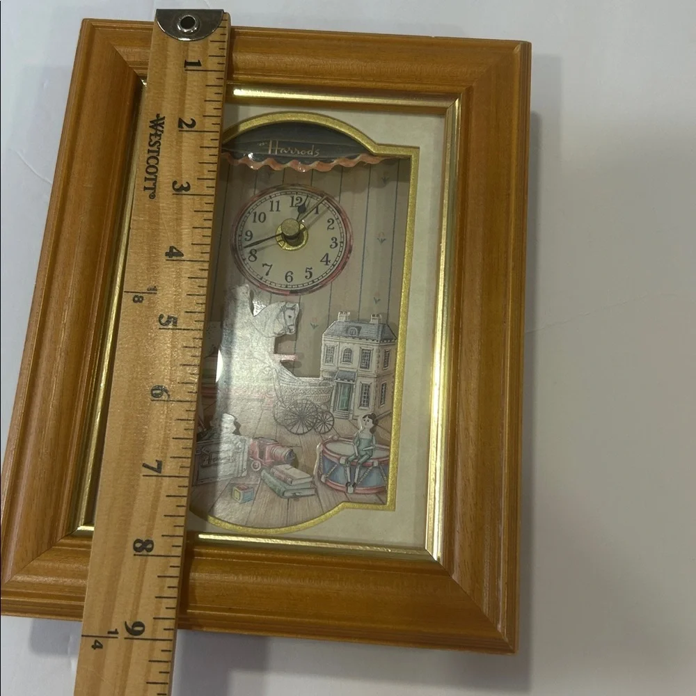 Harrods clock children baby room vintage toys theme square oak framed